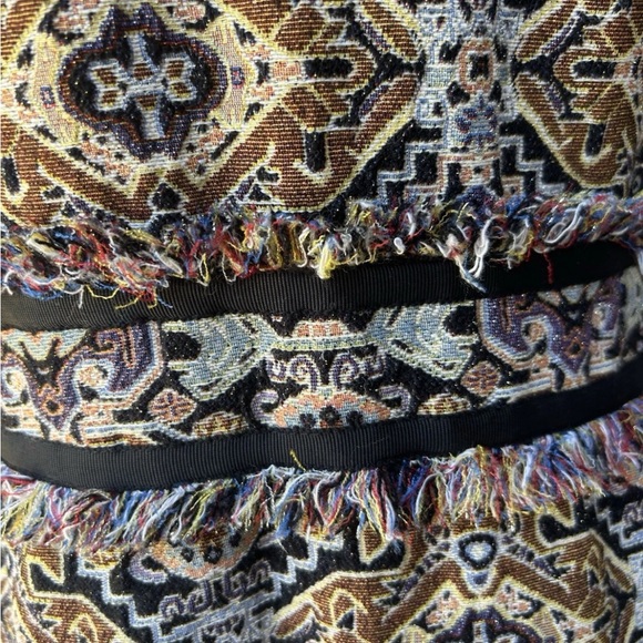 Chico's Tapestry Jacket Size 1(M) Black Brown Multi Metallic Accents Fringe EC - Picture 3 of 15